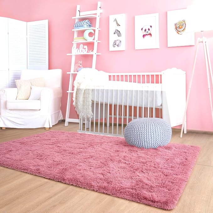 9x12 Extra Large Blush Fluffy Soft Area Rug Non-Slip - Image 7