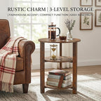 Farmhouse 3-Tier Round Side Table, 17.7*21.7inch End Table - Image 4