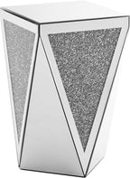 Inverted Triangular Mirror Square End Table, Crystal Diamond Inlaid Coffee Table - Image 9
