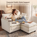Loveseat Sofa with Ottoman, Cloud 3-Layer Cushion & 27" Deep Seat Modern Small - Image 6