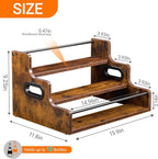 YQBRAO [Upgraded Rustic Wood Liquor Bottle Display Shelf, 3-Tier Liquor Shelf - Image 3