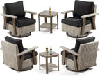 Joyside Outdoor Swivel Rocker Patio Chair Set of 4 and 2 Matching Side Tables by Joyside