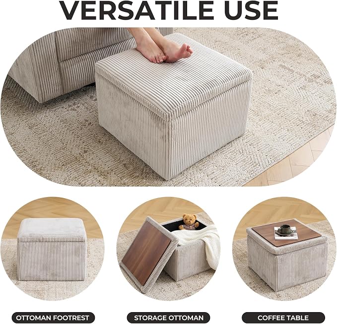 Cube Storage Ottoman, Ottoman Footstool - Image 3