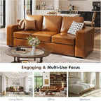ABCASA Loveseat Set of 2, Living Room Furniture Set, Oversized Faxu Leather Sofa - Image 3
