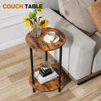 Round Side Table Set of 2, 2-Tier End Table, Small Round Nightstands - Image 3