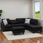 97.5" L Shaped Couch Set Linen, Modular Sectional Couches - Image 7