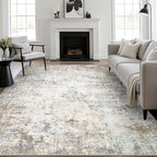 Area Rug Living Room: 4x6 Modern Washable Indoor Soft Carpet Brown | - Image 2
