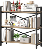 Homeiju 3 Tier Bookshelf 31.49" Width, Wood and Metal Etagere Bookcase by Homeiju