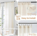 BGment Short Beige Linen Semi Sheer Curtains 36 Inch Length - Image 6