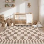GarveeHome Brown Checkered Rug 5x7 Area Rugs Washable Living Room 5x7 Rug | - Image 2
