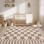 GarveeHome Brown Checkered Rug 6x9 Area Rugs Living Room Checkerboard Rug | - Image 2