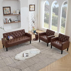 TYBOATLE 62" W Leather Loveseat w/Chairs, 3 Piece Sofa Sets - Image 2