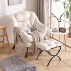 Welnow Lazy Chair with Ottoman, Modern Accent Chair with Armrests and a Side - Image 8