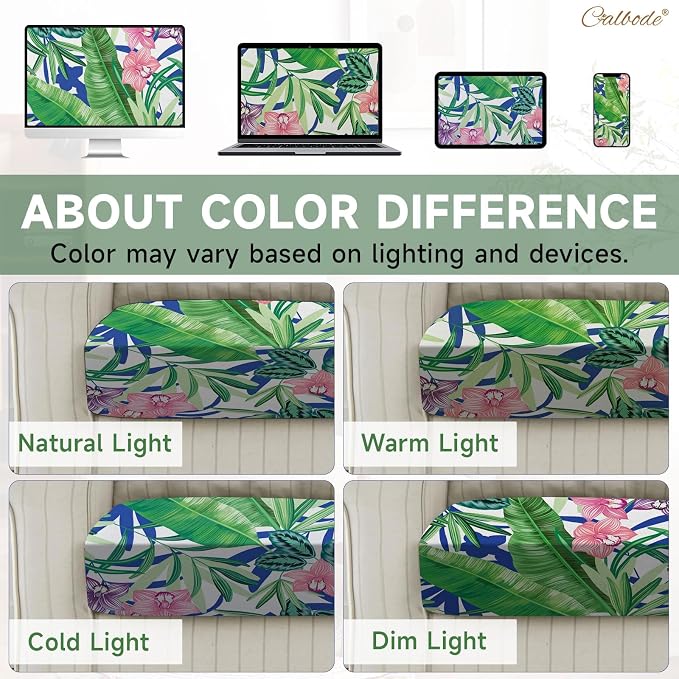 CALBODE 12 Pcs Outdoor Seat Cushion Covers, Tropical Plant | Stretch Chair Seat - Image 7