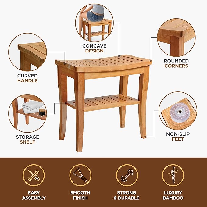 Bamboo Shower Bench - Image 4