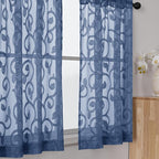 Furman Cafe Curtains 45 Inch Length 2 Panels Set, Elegant Geometric Jacquard by OWENIE