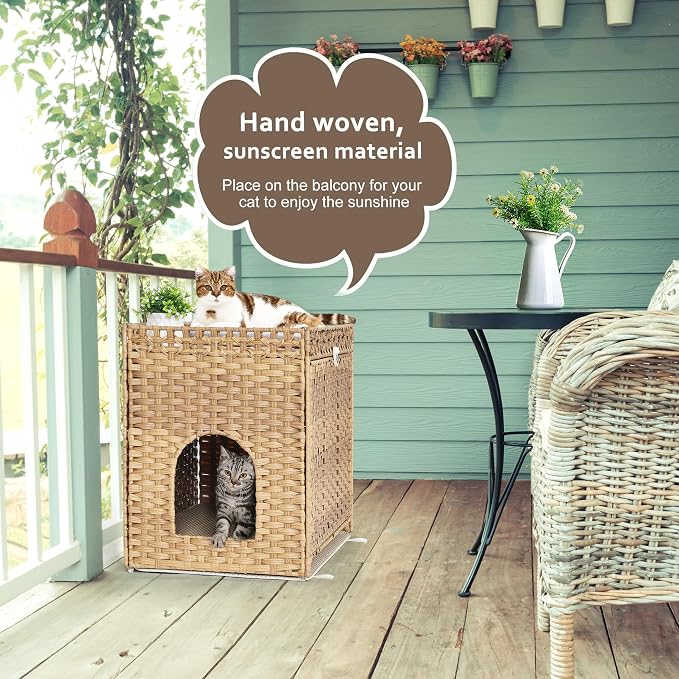 Cat Litter Box Enclosure with Soft Litter Mat; Hidden Cat Washroom Furniture - Image 2