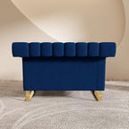 Mid-Century Modern Blue Velvet Single Sofa - Image 4