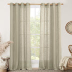 Oatmeal Sheer Linen Curtains for Living Room 2 Panels Set, 95 Inch Light by LAMIT