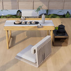 Japanese Floor Table, Bamboo Folding Coffee Table, Portable Solid Wood Japanese - Image 2