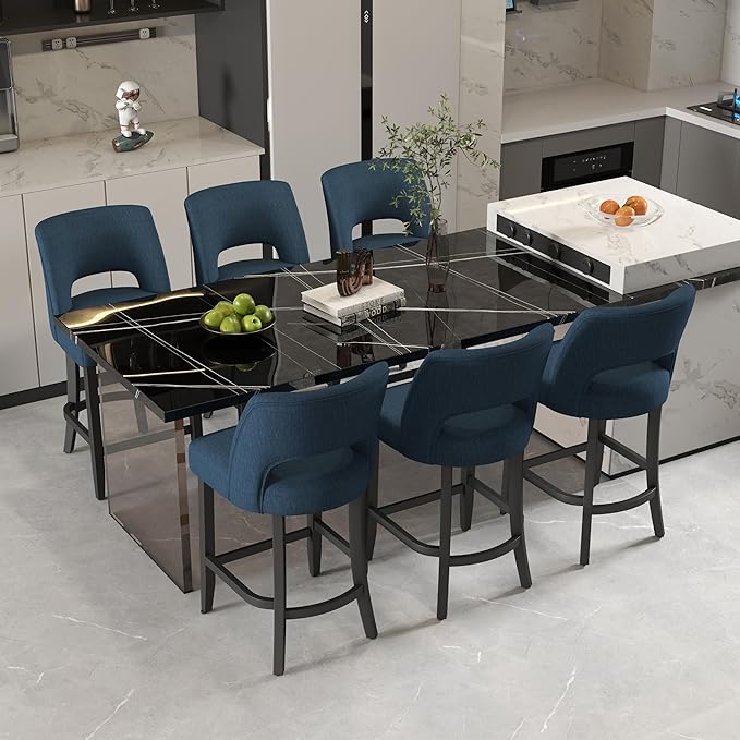 VKNOW Bar Stools Set of 6, Modern Counter Height Bar Stools - Image 3