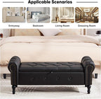 Storage Bench for Bedroom, Faux Leather 51" End of Bed Bench, Queen Size Bench - Image 5