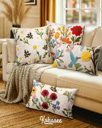Embroidered Throw Pillow Cover 20x20 Inch, Flower Bee | Decorative Pillow Cover - Image 6