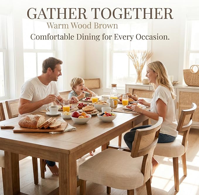 VESCASA Linen Upholstered Dining Chairs - Image 2