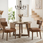 HNY Mid Century Modern Dining Chairs Set of 2, Farmhouse PU Leather Upholstered by HNY