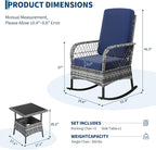 GarveeHome 3-Piece Outdoor Rocking Chair Set, Wicker Rattan Patio Furniture - Image 2