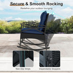 Tangkula 3 Pieces Outdoor Rocking Chairs Set, Rattan Heavy Duty Cushioned - Image 4