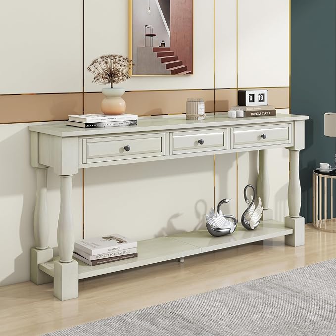 Knocbel 64 Inch Long Antique Entry Console Table by Knocbel