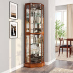 BELLEZE Lighted Curio Cabinet Corner Display Case - Image 2