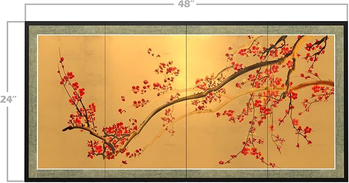 Oriental Furniture Plum Tree on Gold Leaf - Image 8
