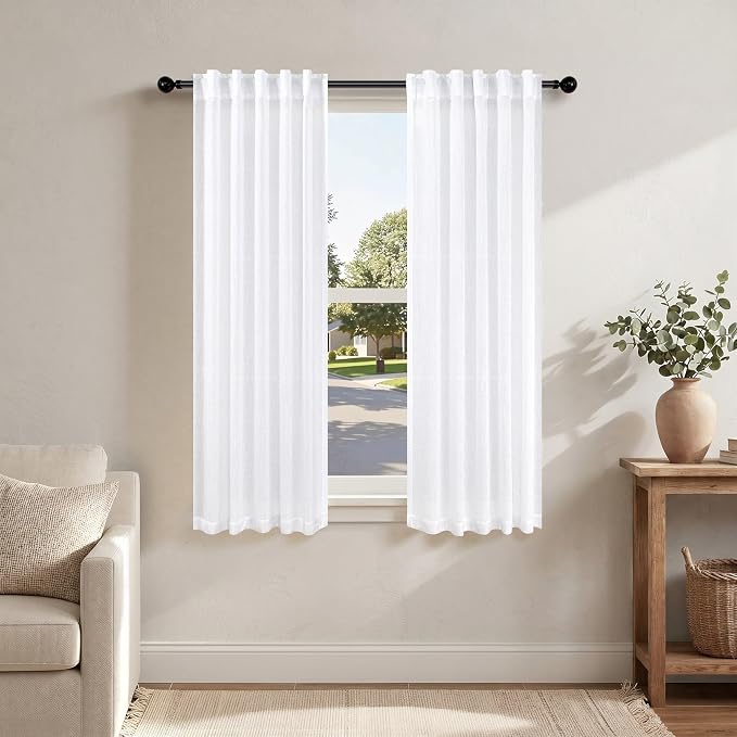 Pitalk White Curtains 38 Inch Width by Pitalk