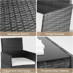 DUMOS 4 Piece Patio Furniture Set, All-Weather Outdoor Wicker Conversation Set - Image 5