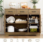 HOSTACK Modern Farmhouse Buffet Sideboard Cabinet, Barn Doors Storage Cabinet - Image 6