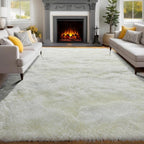 White Fluffy Washable Area Rugs - Image 8