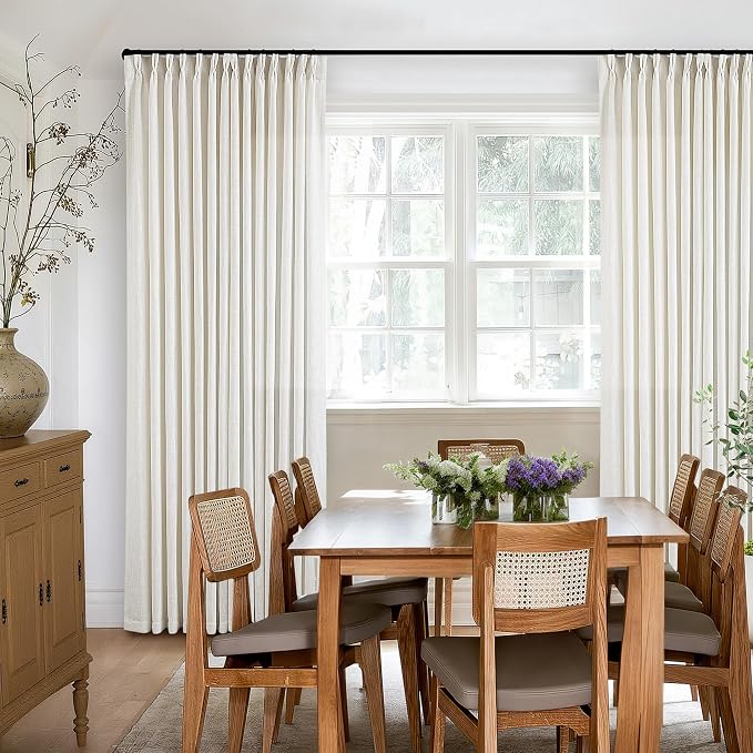 Natural Pinch Pleated Linen Curtains 126 Inches Long 2 Panels | - Image 6