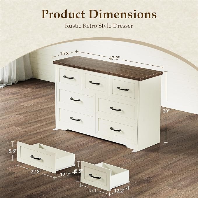 AODK Farmhouse 7 Drawer Dresser - Image 2