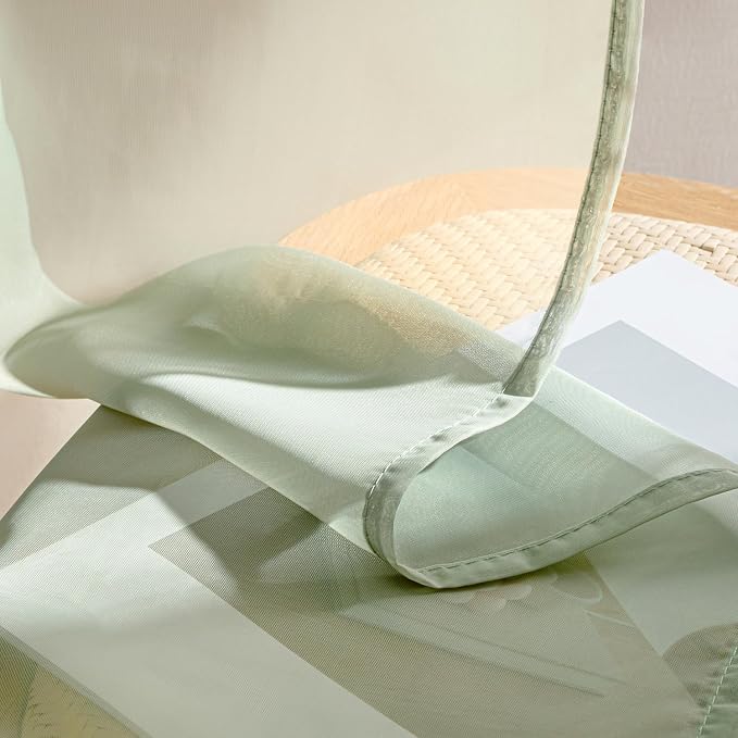 MIULEE Sage Green Sheer Curtains 84 Inches Long 4 Panels 42 x 84 Inches | Light - Image 7