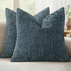 MIULEE Chenille Textured Throw Pillow Covers Blue 20x20 Set of 2 | Slubby by MIULEE
