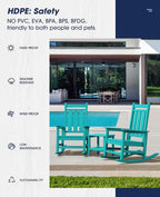 KINGYES Oversized Outdoor Rocking Chair Set of 2, All-Weather Patio Rocking - Image 9