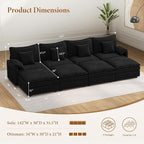 Vesgantti 142" Oversized Sectional Sofa Bed, 8-Seater Modular Sleeper Cloud - Image 2