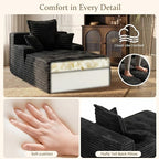 Boneless Chaise Lounge Couch Indoor, Small Corduroy Upholstered Sleeper Sofa - Image 3