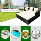 COSTWAY Outdoor Patio Rattan Daybed, Sponge Cushioned Loveseat Sofa - Image 9