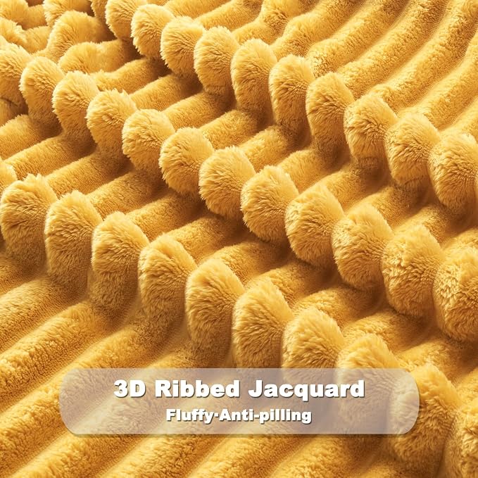 NEWCOSPLAY Fleece Ribbed Cozy King Blanket - Image 5