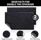 Front Door Mat, Indoor Outdoor Welcome Entryway Doormat, 36x24 Steel Gray | - Image 2