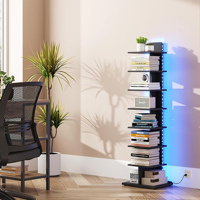 TUTOTAK Narrow Bookshelf, 8-Tier Bookcase - Image 6