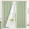 Light Green 100% Blackout Linen Curtains 63 Inches by LAMIT